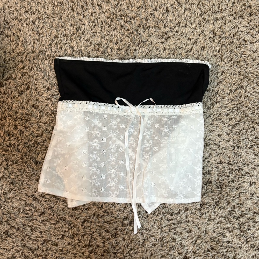Black and White Lace Tube Top